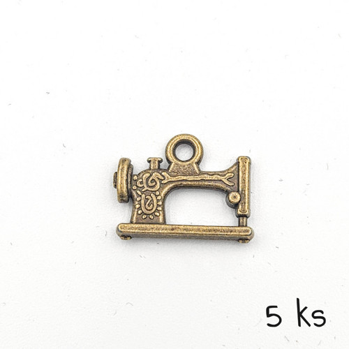 Přívěsek - bronzový šicí stroj, 18x20 mm, 5 ks