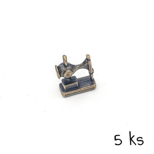 Přívěsek - bronzový šicí stroj 3D, 12x15x6mm, 5 ks