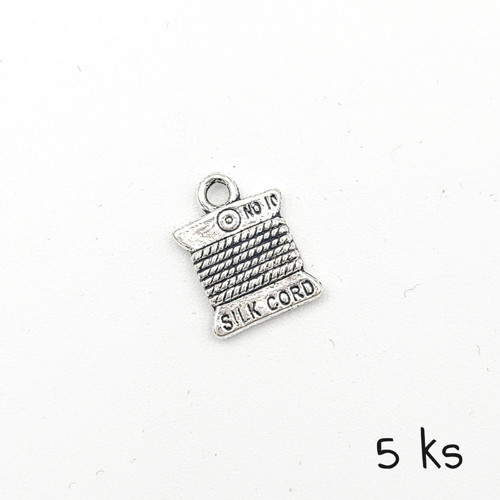 Přívěsek - špulka, 15x11 mm, 5 ks