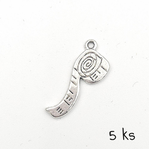 Přívěsek - krejčovský metr, 27x12 mm, 5 ks