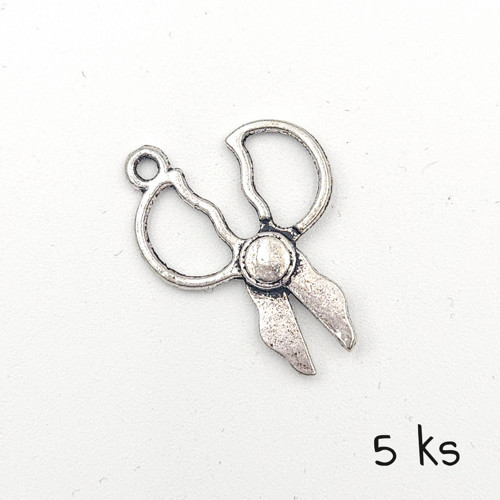 Přívěsek - nůžky 27x20 mm, 5 ks