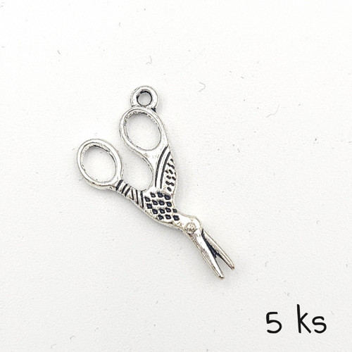 Přívěsek - nůžky na vyšívání 26x12 mm, 5 ks