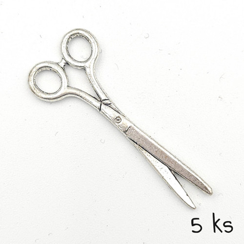 Přívěsek - nůžky na vyšívání 41x16 mm, 5 ks