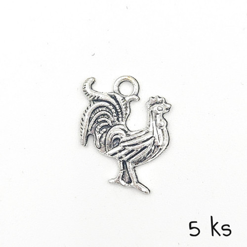 Přívěsek - kohout 22x18 mm, 5 ks
