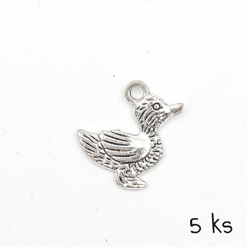 Přívěsek - kachna 20x20 mm, 5 ks