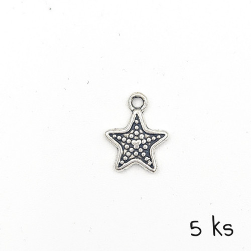 Přívěsek - olemovaná hvězda 11 mm, 5 ks