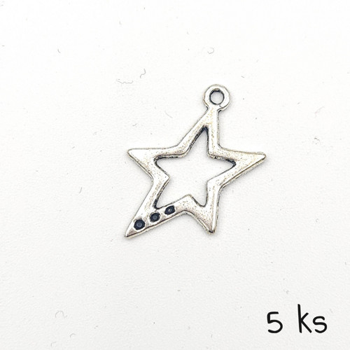 Přívěsek - šikmá hvězda 24x16 mm, 5 ks