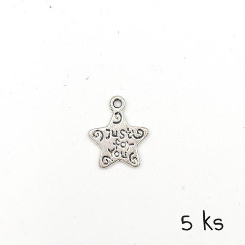 Přívěsek - hvězda Just for you 14x12 mm, 5 ks