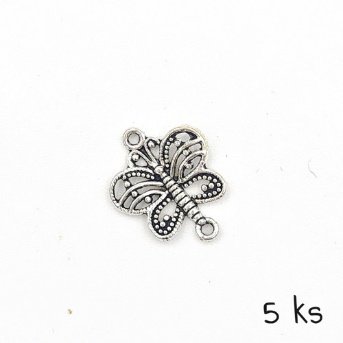 Přívěsek, spojka - motýl 16x14 mm, 5 ks