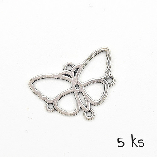 Přívěsek, spojka - motýl 24x16 mm, 5 ks