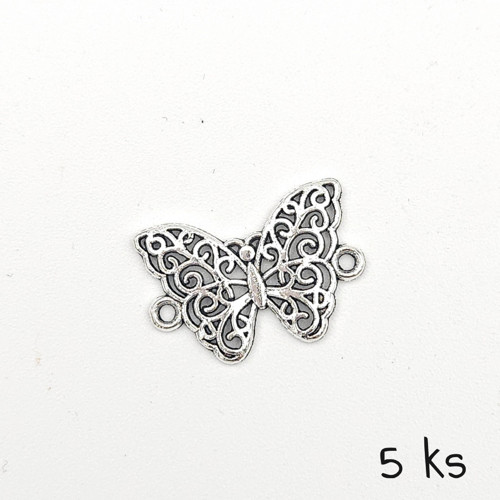 Přívěsek, spojka - motýl 20x15 mm, 5 ks