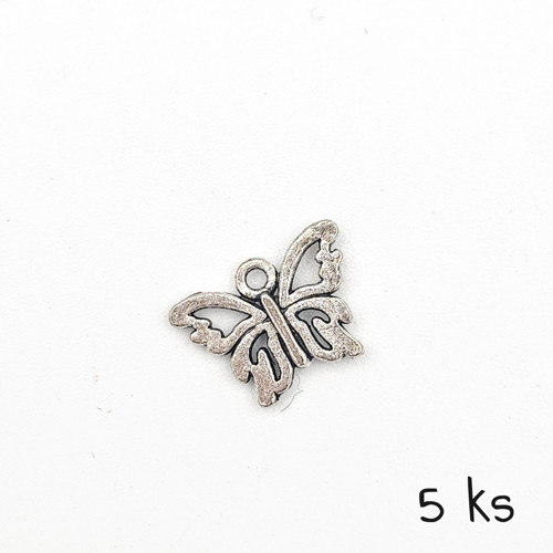 Přívěsek - motýl 11x15 mm, 5 ks