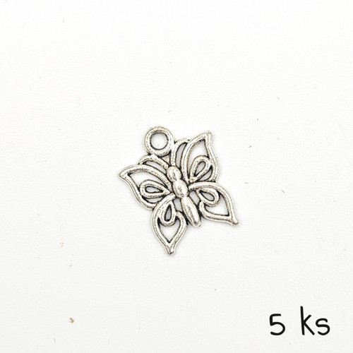 Přívěsek - motýl 15x12 mm, 5 ks