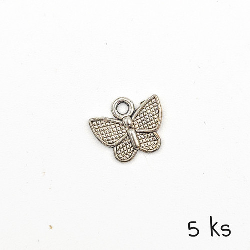 Přívěsek - motýl 12x10 mm, 5 ks