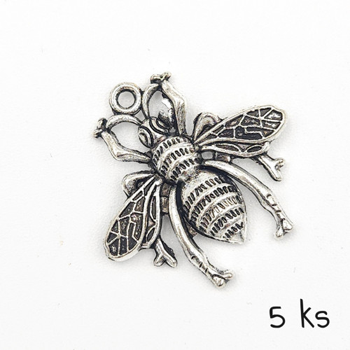 Přívěsek - čmelák 32x27 mm, 5 ks