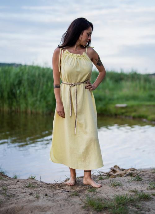 Mušelínové šaty LAYLA - světle žluté