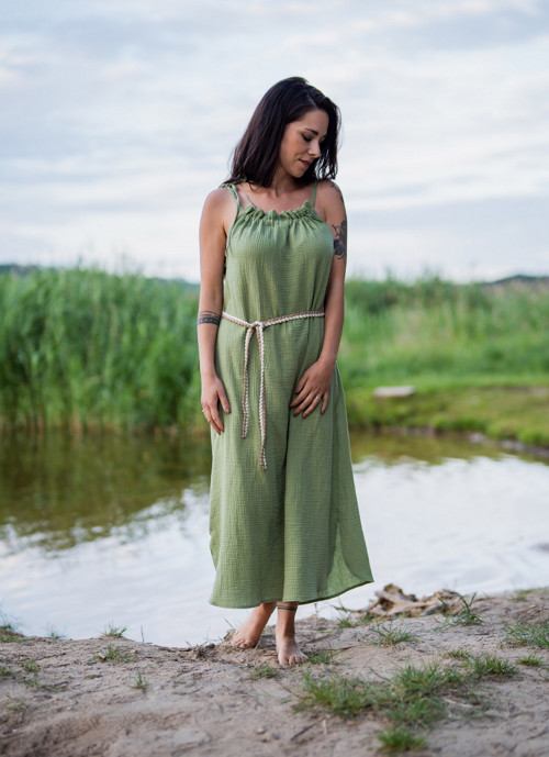 Mušelínové šaty LAYLA - oliva