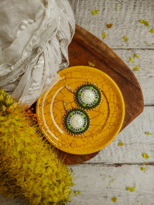 Madaba earrings n.22 - vyšívané náušnice — foto 1