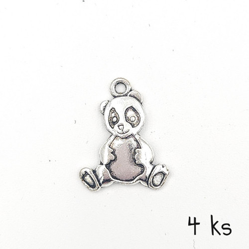 Přívěsek - medvídek panda, 22x18 mm, 4 ks