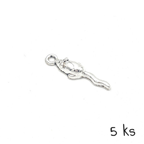 Přívěsek - myška, 24x6 mm, 10 ks