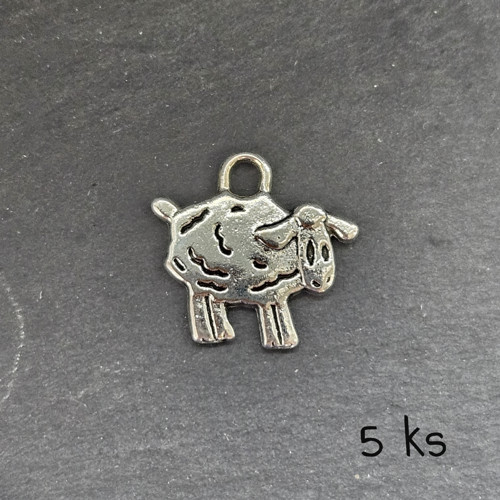 Přívěsek - ovčeka, 15x13 mm, 5 ks