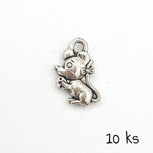 Přívěsek - myš, 12x7 mm, 10 ks