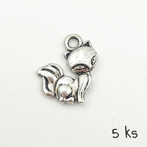 Přívěsek - liška, 13x15 mm, 5 ks