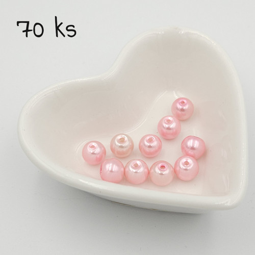 Perličky 8 mm, růžové, 70 ks