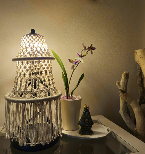 Boho macrame stínítko na stolní lampičku menší