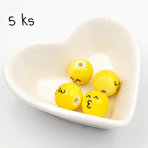 Korálek - smajlík pusinka 14 mm, 5 ks