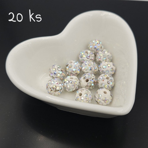 Korálky se štrasem, 10 mm, 20 ks