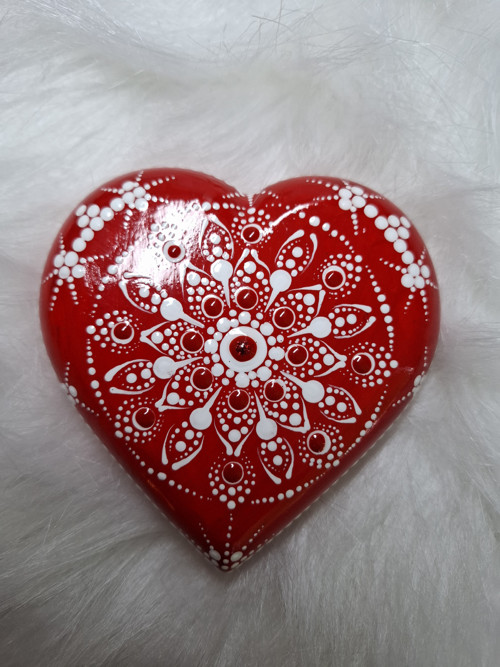 Srdce malovaný kámen, mandala, Valentýn — foto 1