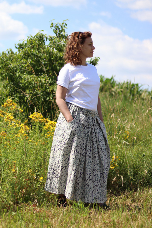 Lněná sukně s levandulí — foto 1
