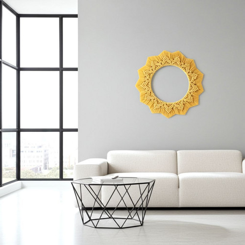 Mandala makramé žlutá, závěsná dekorace