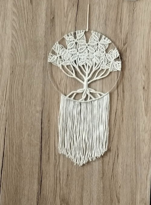 Macramé Strom života čtyřlístkový Bílý