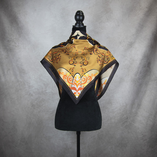 Hodvábna šatka MEDENÝ ORNAMENT, 90 x 90cm