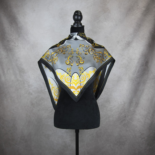 Hodvábna šatka ZLATÝ ORNAMENT, 90 x 90cm