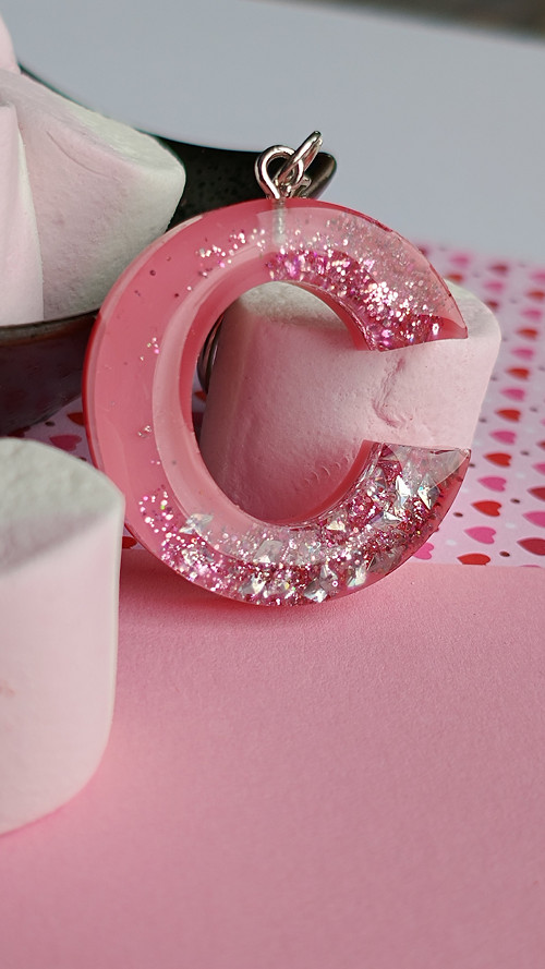 Letter "C" Pink Glitter