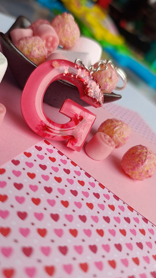 Letter "G" Pink Glitter Flower