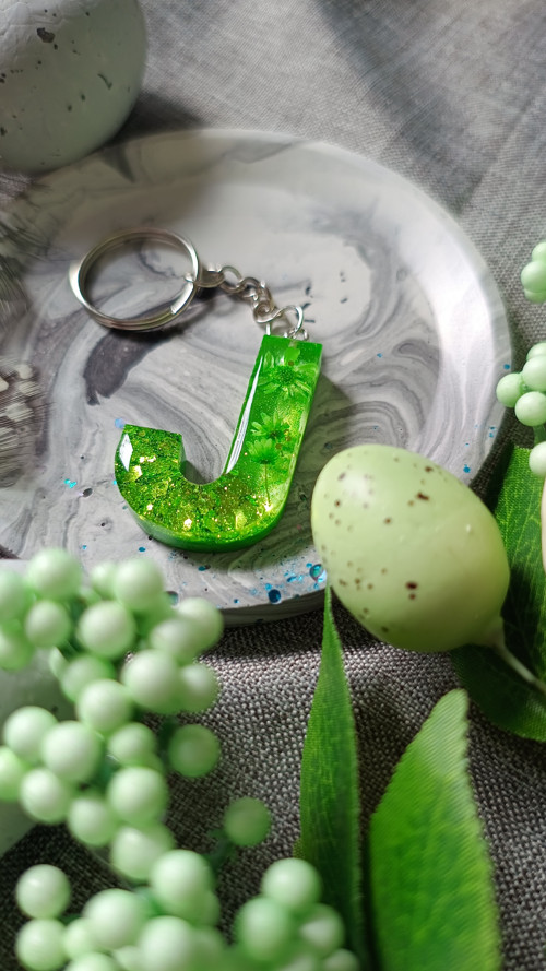 Letter "J" Green Flower