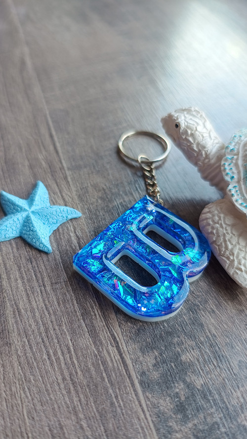 Letter "B" Blue Glitter