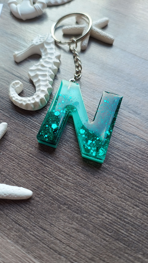 Letter "N" Mint Glitter