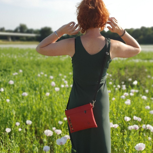 Crossbody taška Tia Maxi – červená, celokožená