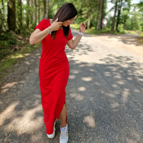 Červené dlouhé šaty Zoe ...S — foto 1