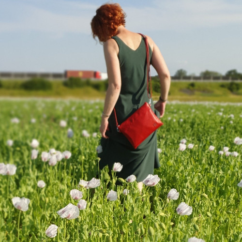 Crossbody taška Tia Maxi – červená, celokožená