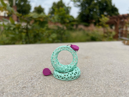 Náušnice pletivo magenta/mint