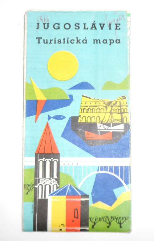 Skládací turistická mapa • JUGOSLÁVIE, 1966