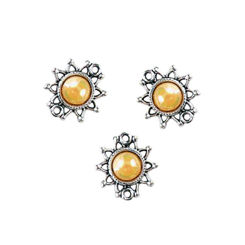 Mezidíl sluníčko s kabošonem žluté 14x14mm, 1ks