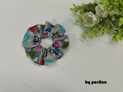 Gumička do vlasů / scrunchies -Zvířátka v bar.lese