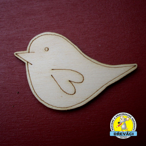 Dřevěný výřez "PTÁČEK 2" 3,5 x 5,2 cm....KV0003 Z